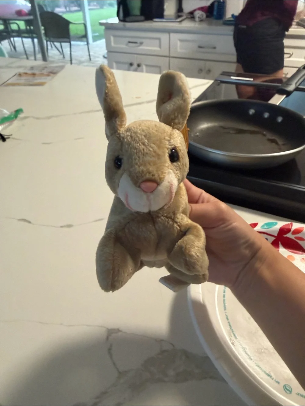 Plush Bunny Small Pet Toy - Cream and Light Brown